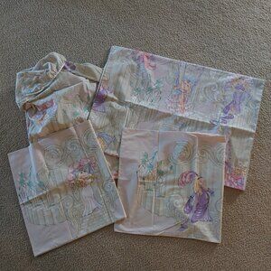 HTF Vintage 1980 Henson Muppets Miss Piggy & Kermit 4 pc TWIN Sheet Set USA Made